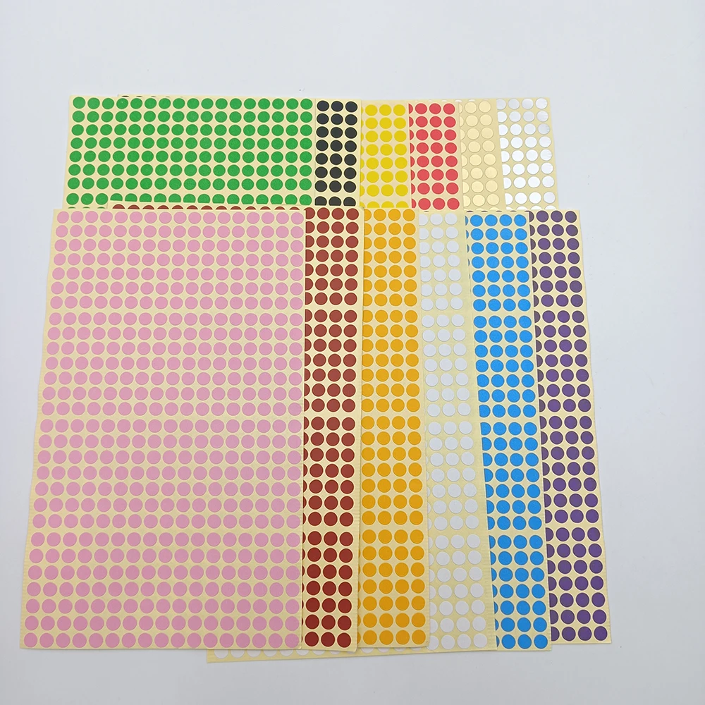 حجم 6 مللي متر ملصقات نقطة ملصقات التسمية الدائرية الملونة علامات النقاط التسمية ملصقات بمادة لاصقة فارغة أحمر أزرق أبيض 15 ورقة/حزمة #2