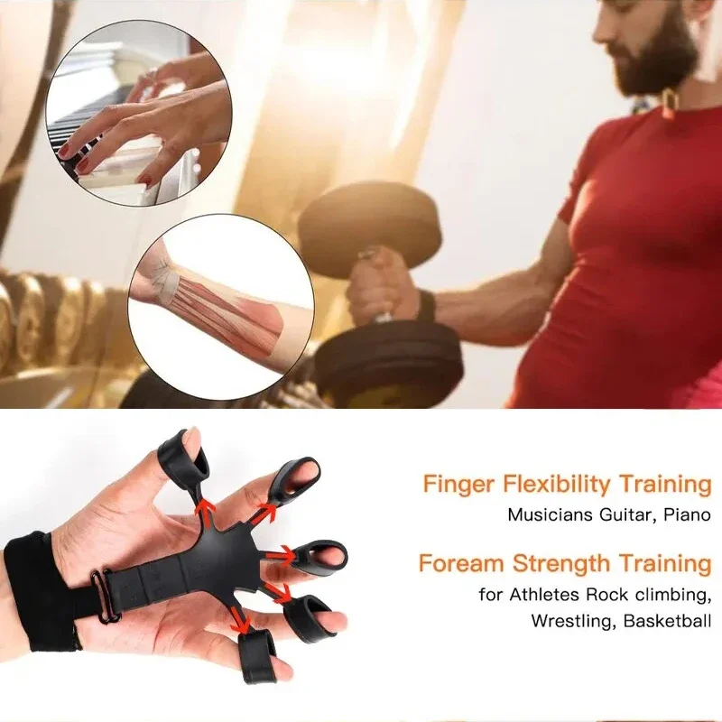 Finger Gripper Exerciser Expander Strengthener Hand Finger Training Stretcher Silicone 6 Resistant Levels Recovery Physical Tool