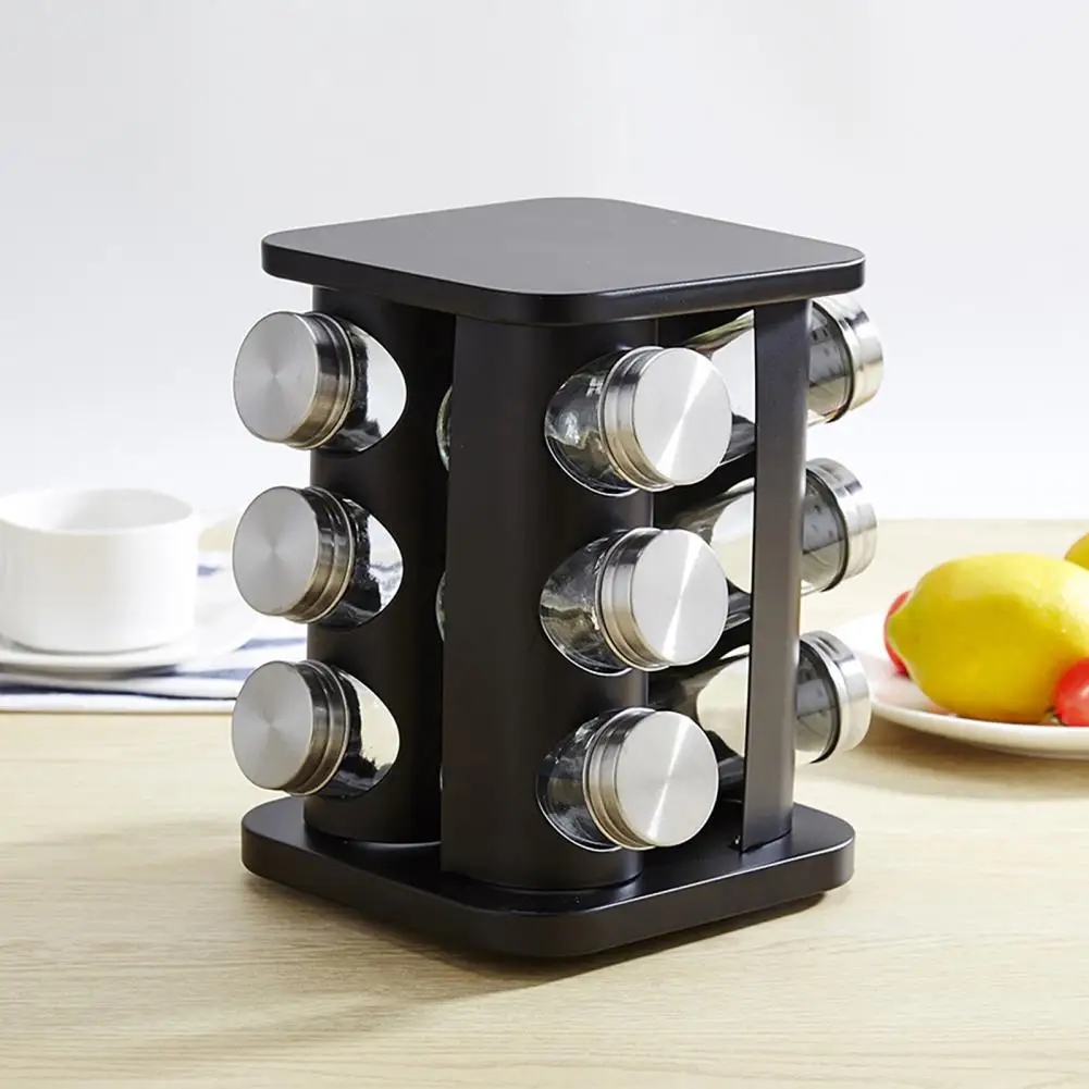1 Set Fashion Pepper Pot Waterproof Spice Bottle Good Sealing Condiment Container with 2/3 Layers Rotating Stand Storing