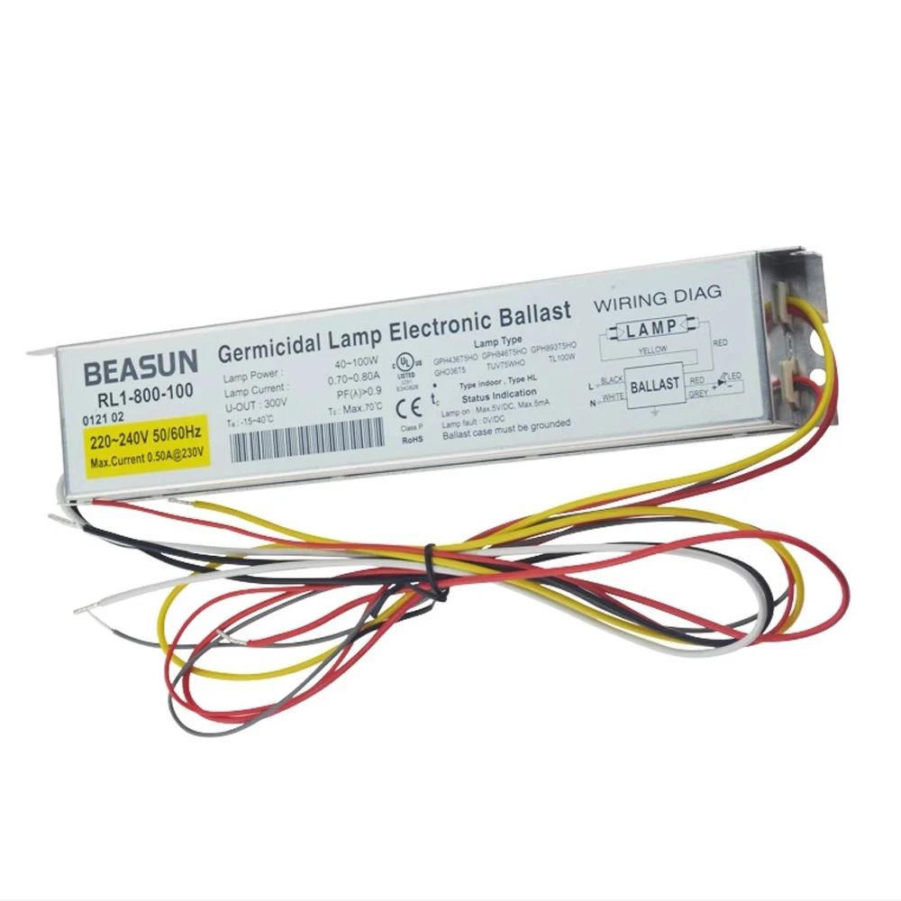 230V 95W Germicidal Lamp Electronic Ballasts UV Ballast IP64 RL1-800-100 UL CE Certificates for UV Lamps