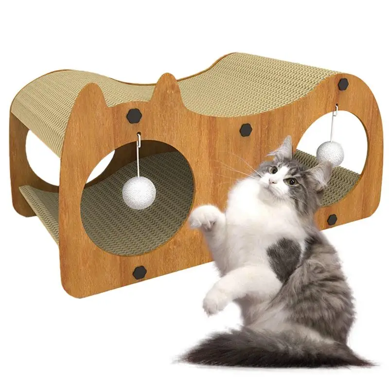 Cat Scratch House Cardboard Pet Cat House Tunnel Integrated Cat Scratching Post For Indoor Cats For Furniture Protection Fun