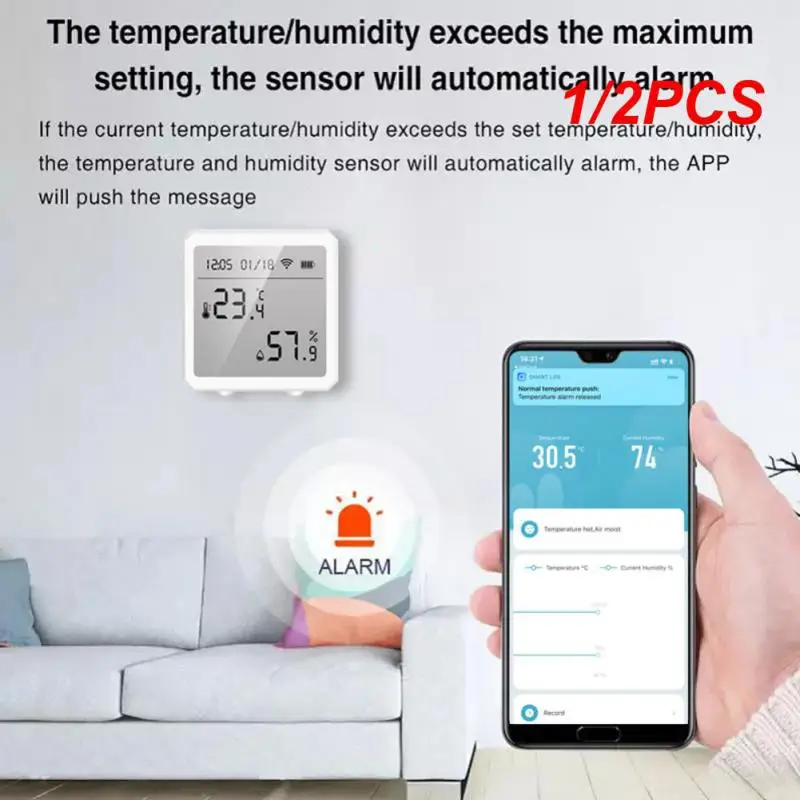 

1/2PCS Tuya Zigbee3.0 Smart Temperature and Humidity Sensor Wireless Thermometer with LCD Screen Digital Display Work with Alexa