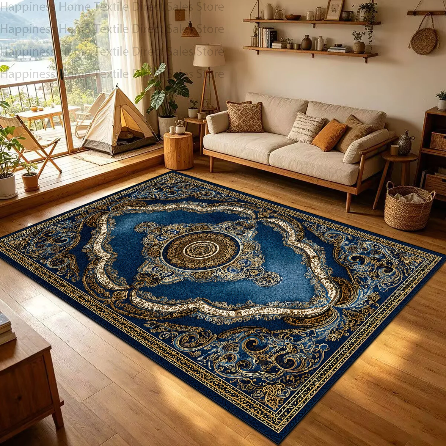 Persian Classic Retro Style Living Room Luxury Carpet Antiskid Washable Bedroom Decoration Rug Soft Plush Office Geometric Mat