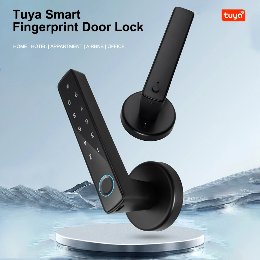 

Smart door Lock Keyless Entry Door Lock Handle Password Door Lock Tuya App Remote Operation BT 4-in-1 Keyless Biometric