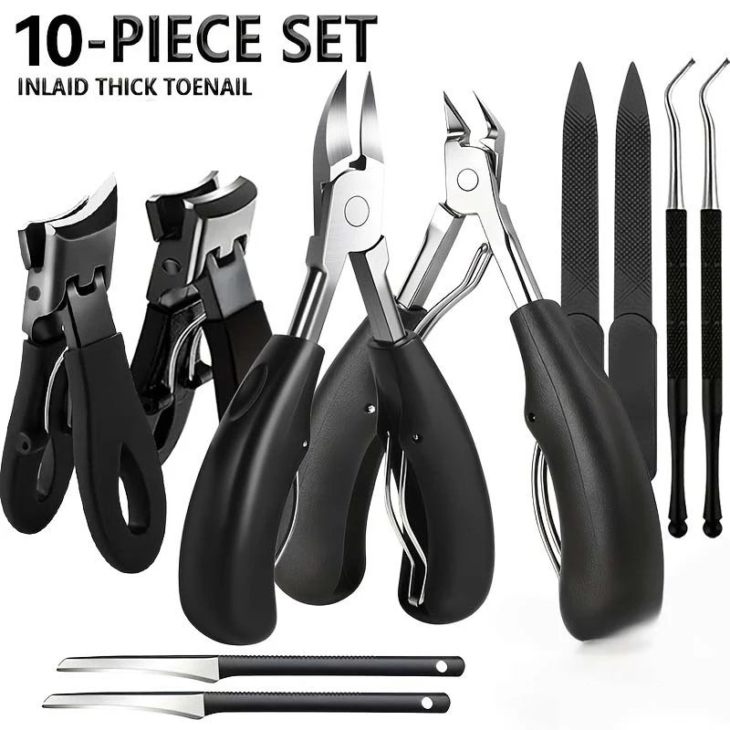 

Black Sturdy Stainless Steel Nail Clippers And Nail Trimmer with Long Handle, Filer Designed for Thick Toenails And Fingernails