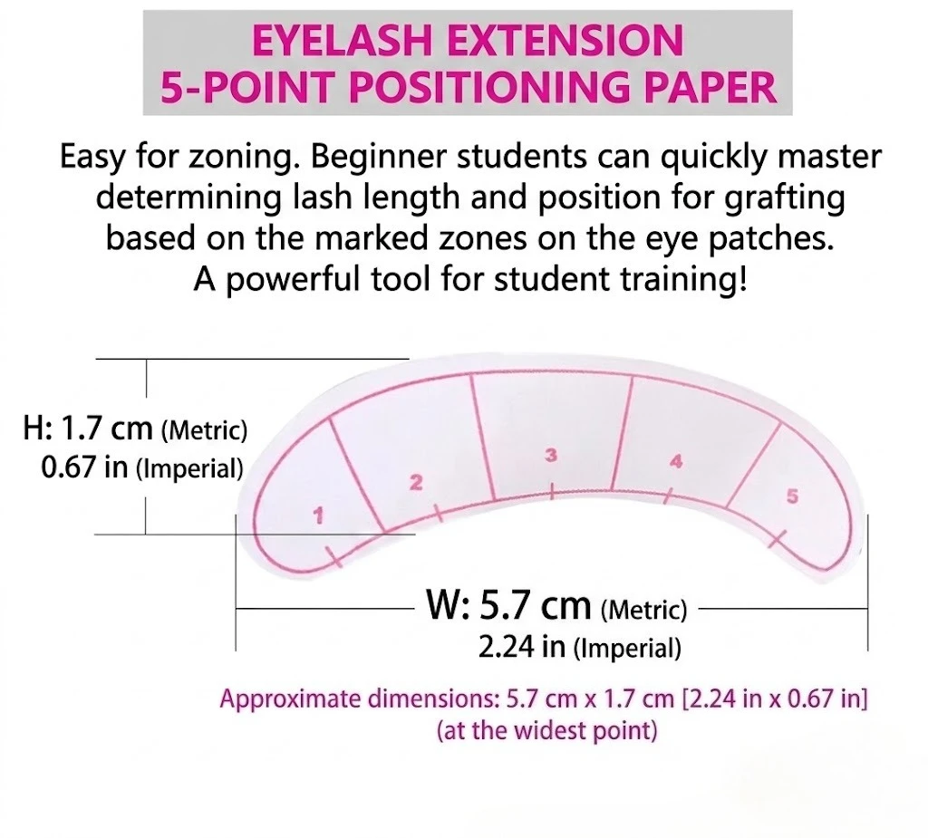 5-Point Lash Mapping Under Eye Patches for Eyelash Extensions, Lint-Free Isolation Practice Stickers for Beginners & Lash Techs