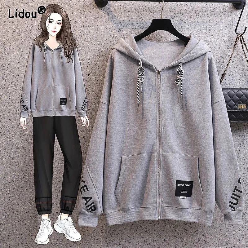 

Loose Hooded Draw String Blended Preppy Style Autumn Winter Hoodies Solid Drop Sleeves Women's Clothing 2022 Neutral Keep Warm