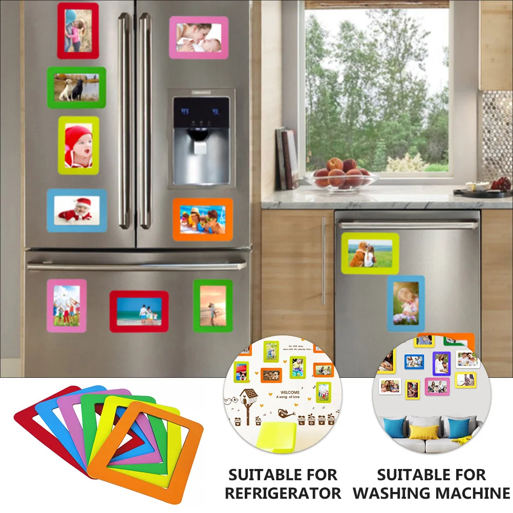 

6pcs Magnetic Frame Refrigerator Picture Holder Eva Material Picture Holder Wear Resistant Home Decor Gift For Friends