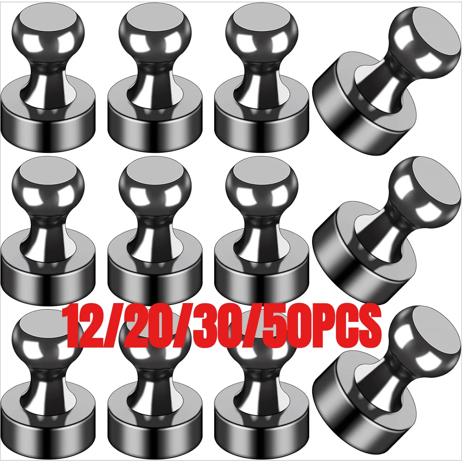 

12/20/30/50Pcs Fridge Magnets Small and Strong Magnets for Whiteboard Office Classroom Map Kitchen Black & Gold 0.47in X 0.63 In