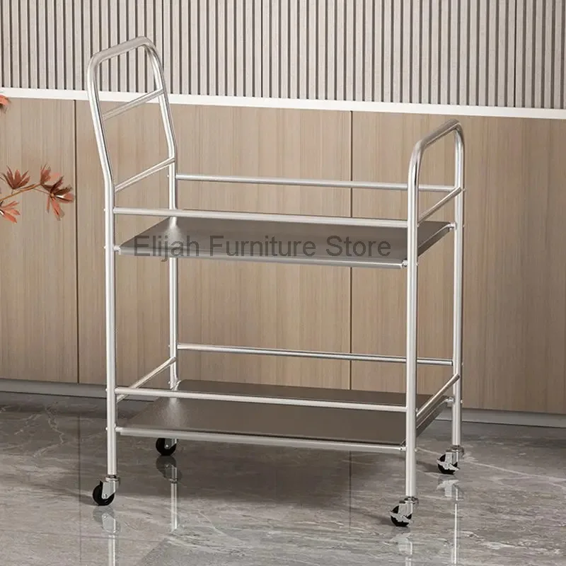 

Professional Aesthetic Stainless Steel Trolley Kitchen Storage Workshop Tool Cart Bathroom Shelf Service Salon Furniture