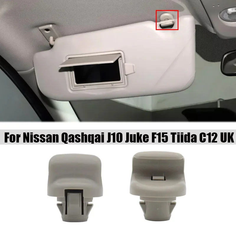 2x Sun Visor Hook Clips Hanger Holder Buckle Bracket Retainer For Nissan Qashqai J10 Juke F15 Tiida C12 Car Interior Accessories