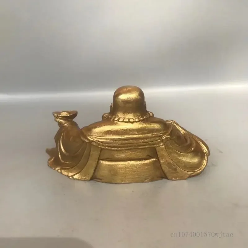 Pure Copper Maitreya Laughing Buddha Cloth Bag Buddha Bronze Statue, 9.5CM Small Buddha Statue Sculpture Home Vehicle Decor, 1Pc view 5
