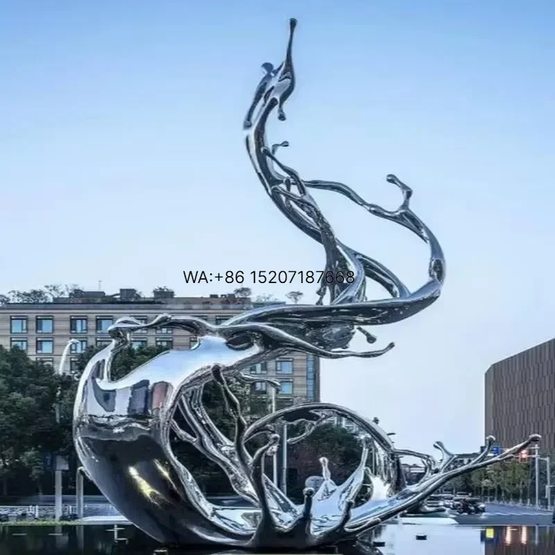 Wmwmnu Custom Stainless Steel Spoon Drift Sculpture Metal Abstract Statue for Outdoor Garden Yard Home Decoration Art Piece