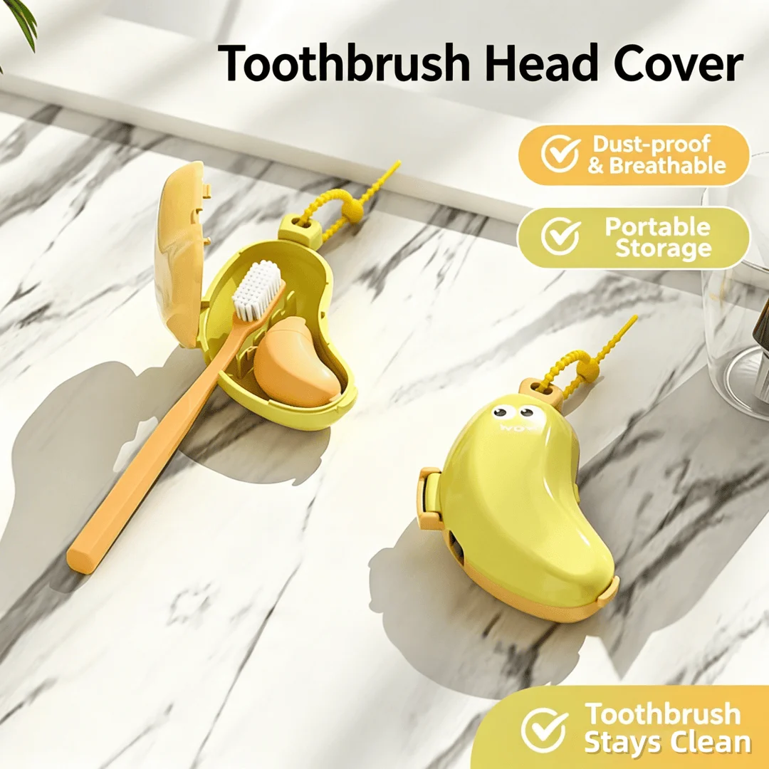 Banana Shape Toothbrush Cover & Toothpaste Travel Case, Silicone Dustproof Holder, Camping, Home