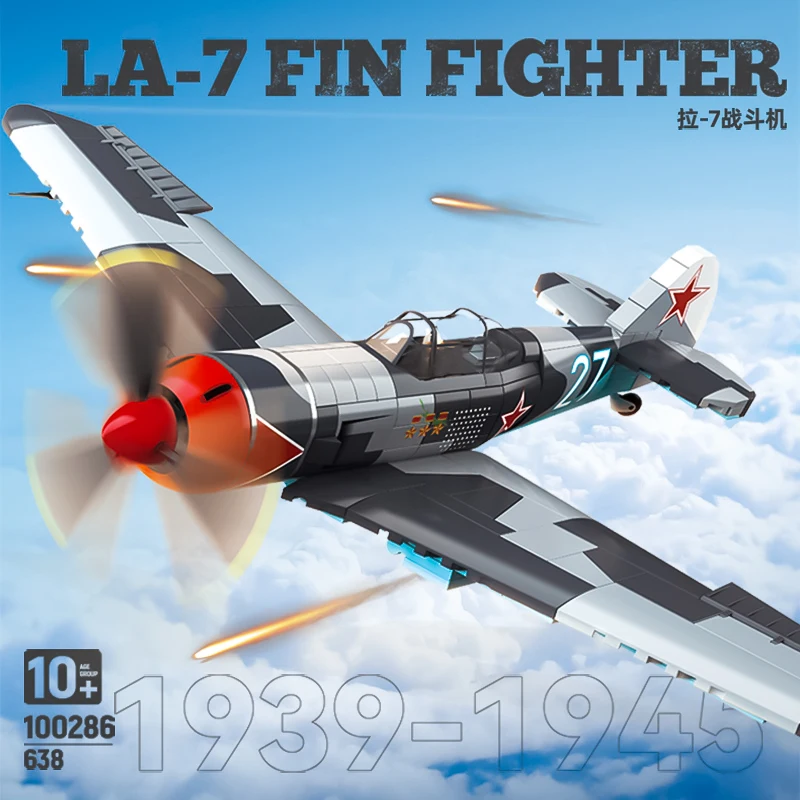 La-7 world War II aircraft model fighter assembly blocks model ornaments vintage military bomber boy puzzle toy P-51D/K