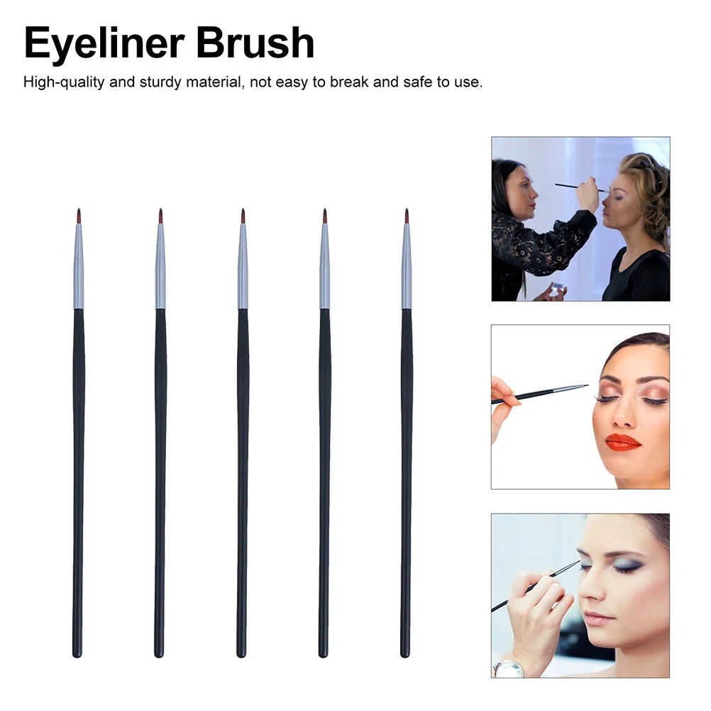 Brosse Eyeliner Fine, applicateur de rouge à lèvres, noir, Style aléatoire, matériaux de qualité, respectueux de la peau, Compact et sûr, 5 pièces