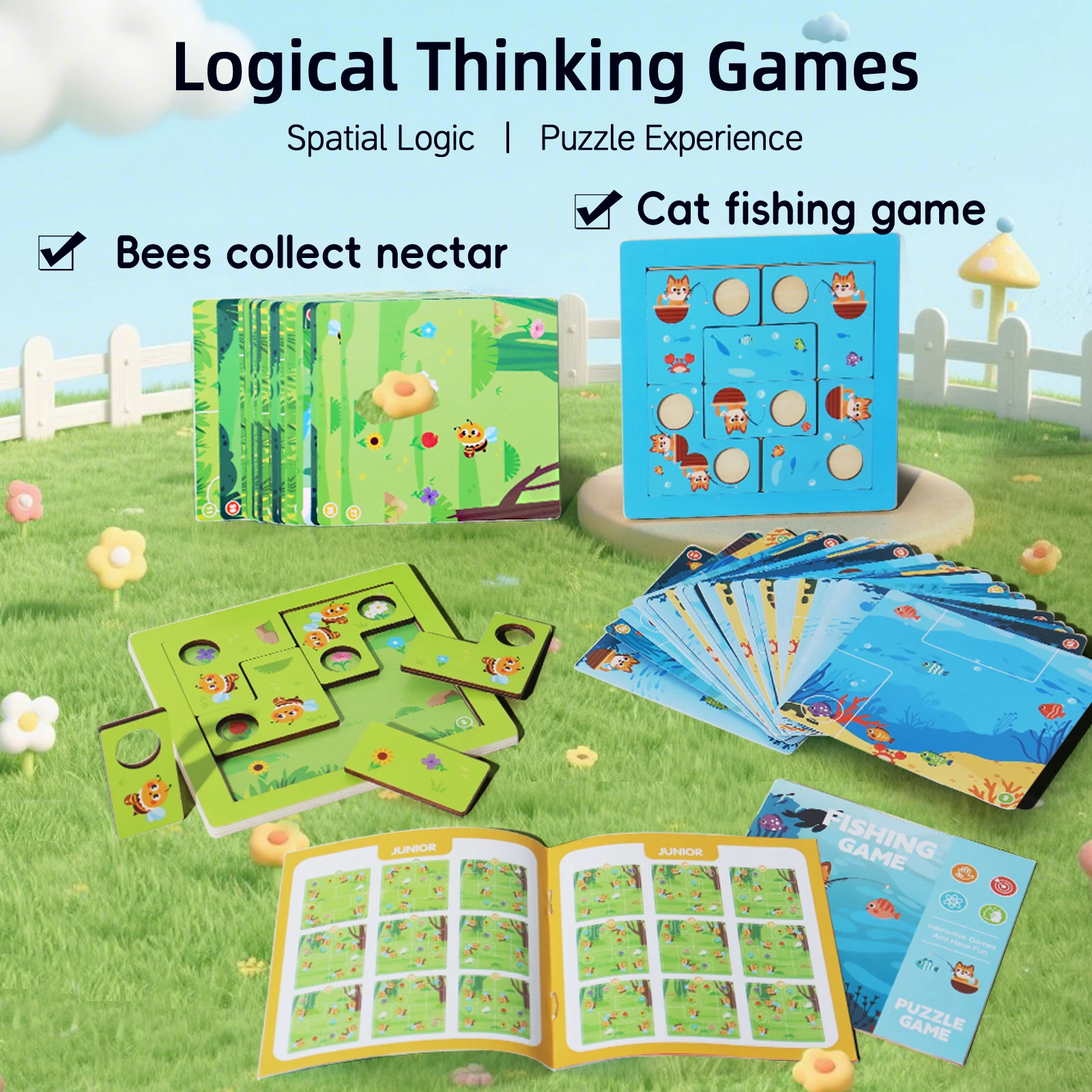 Educazione precoce Formazione del pensiero logico Giochi intellettuali Bambini Puzzle di api Puzzle Gioco da tavolo Giocattoli sensoriali di logica spaziale