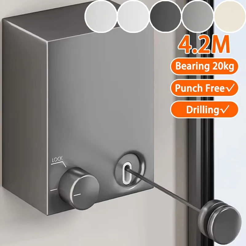 

Stainless Steel Retractable Clothes Drying Line Waterproof Rustproof Telescopic Design for Indoor Laundry Room Balcony Garage