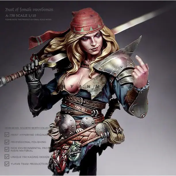 1/10 Eine Büste eines weiblichen Piratenharzfiguren 3D-gedruckter Soldat Mini weiße Modelle Selbstmontage DIY Färbung Figuren Handwerk