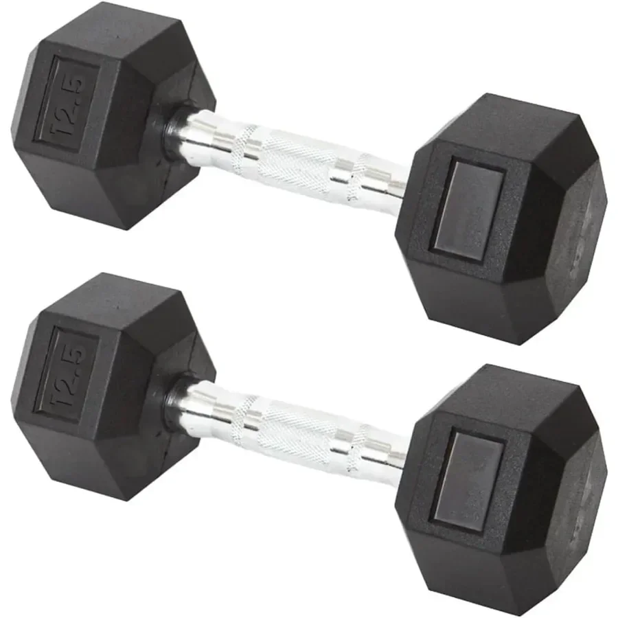 12.5 12.5 LB Dumbbells Set Of 2 Rubber Coated Fixed Weight Hex Dumbbells with Chrome Ergonomic Handle Odorless Durable for Home Gym - Aliexpress Deal