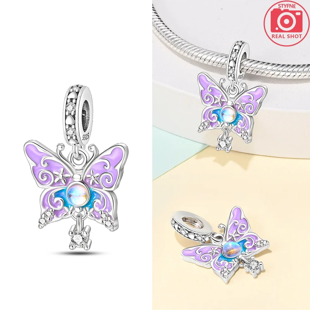 Nightglow Star Moon Silver Charms Beads, DIY Gift