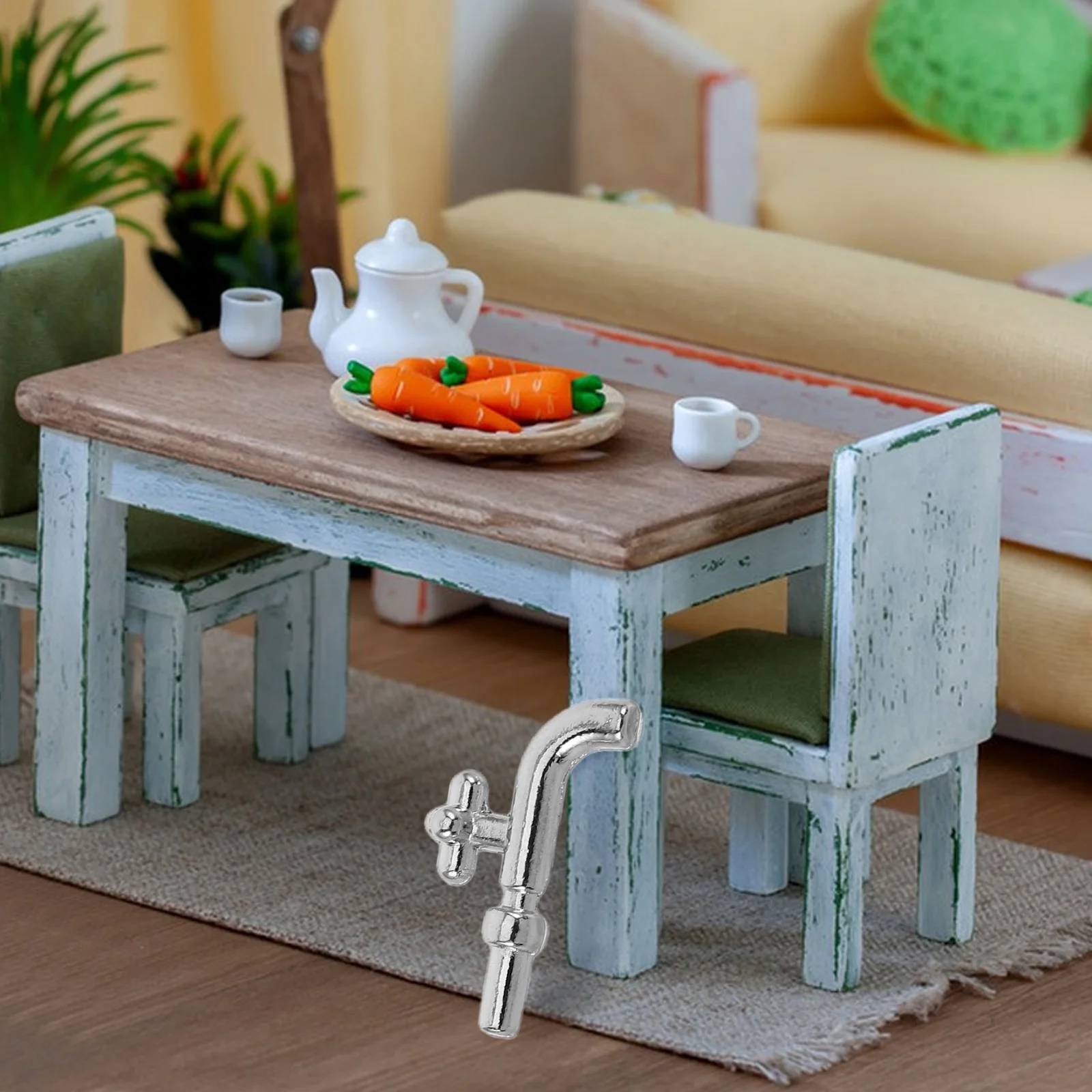 

10pcs Miniature Artificial Faucet Dollhouse Bathroom Accessories Plastic Single Handle Tap For Diy Kids Micro Landscape Scenes