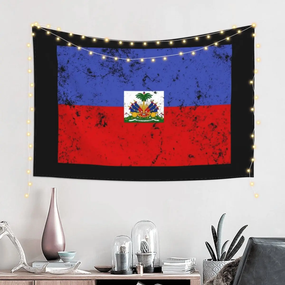 Lakay Haiti Flag Day Vintage Tapestry Bed Room Decoration Room Decorating Aesthetic Tapestry