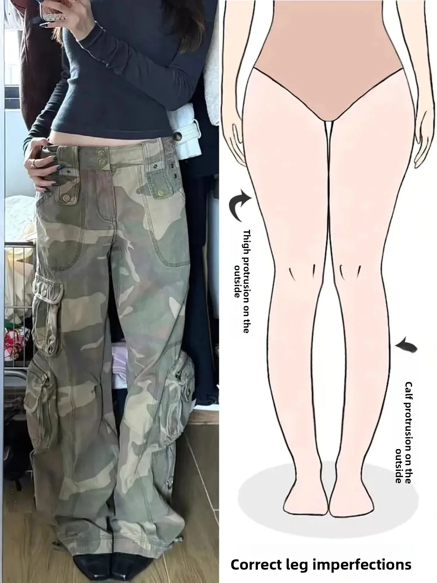 

Ретро-джинсы в американском стиле с камуфляжным принтом, свободного кроя, с множеством карманов, для женщин, для фигуры типа «груша», новинка весенней коллекции, уличный стиль, универсальные рабочие брюки