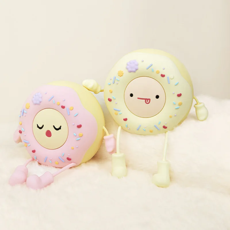 Cute Cartoon Doughnut Pat Lights Desktop Decoration Ambient Table Lamp with Timing Function Rechargeable Night Light Kids Gift