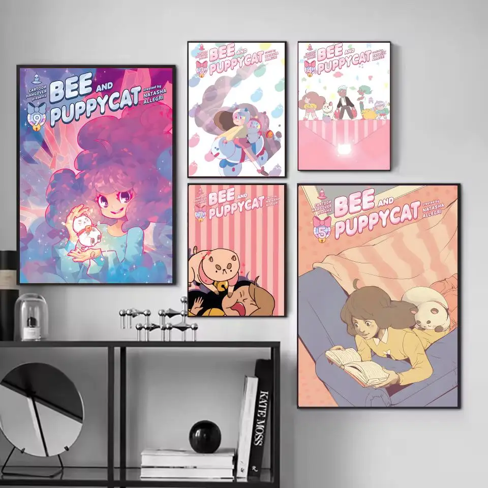 

Cartoon B-Bee And PuppyCat Poster Trendy And Easy-to-Apply Wall Art Stickers For Home Decor And Dorm Room Walls