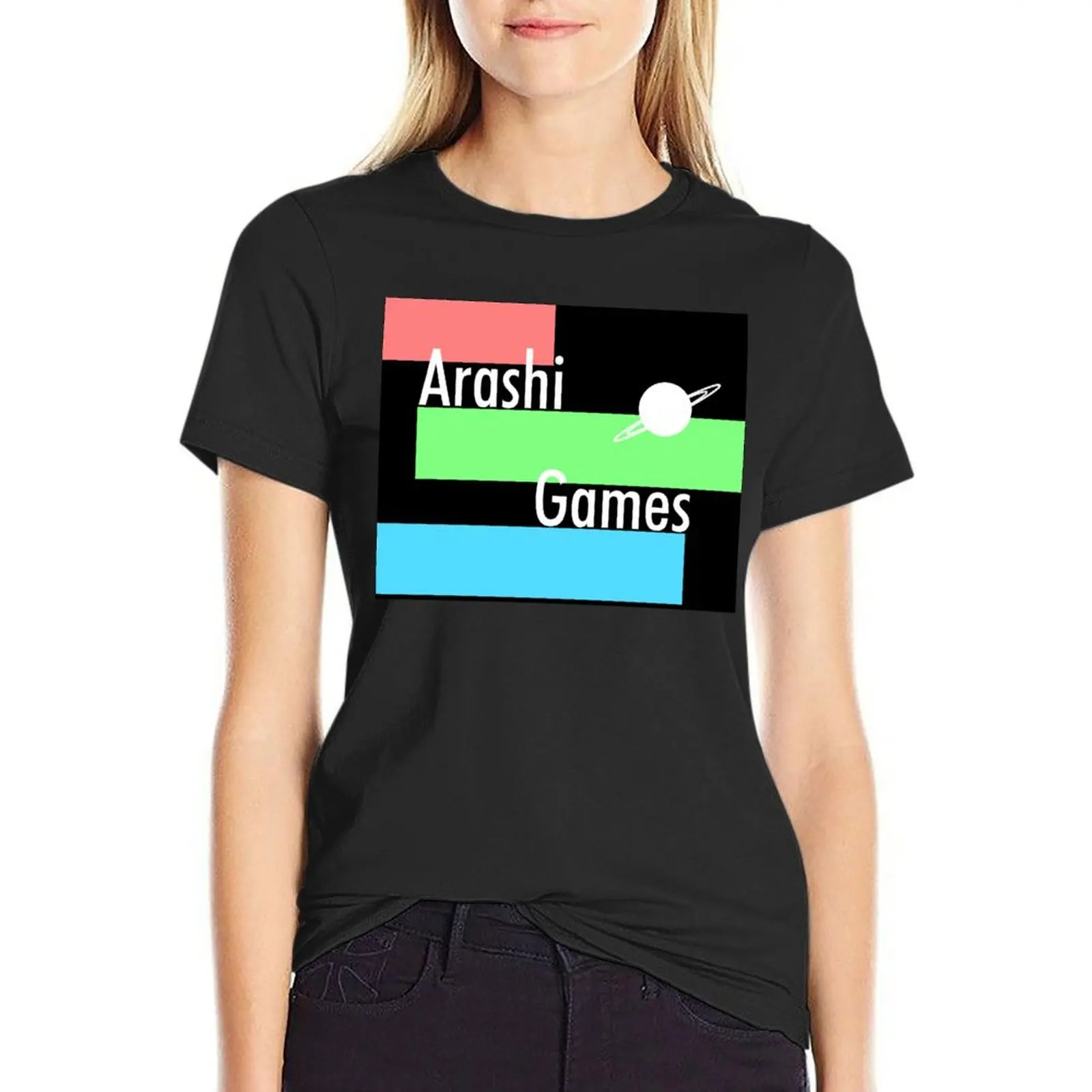 Arashi Games Striped Color Block T-Shirt customs design your own funnys summer top shirts graphic tees spring clothes Women 2024