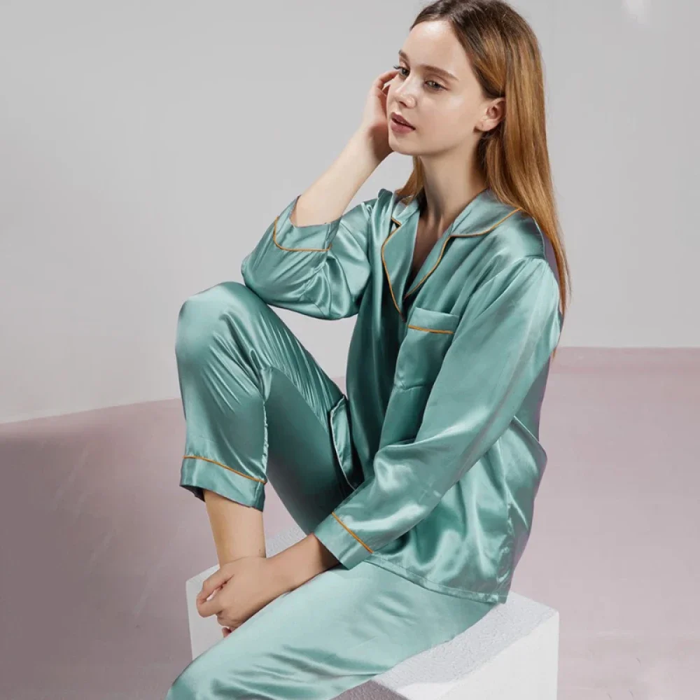 Solid Classic Elegant Fashion European and American Style Women\'s Homewear Spring Autumn 2024 New Lounges Female Y2k Pajamas