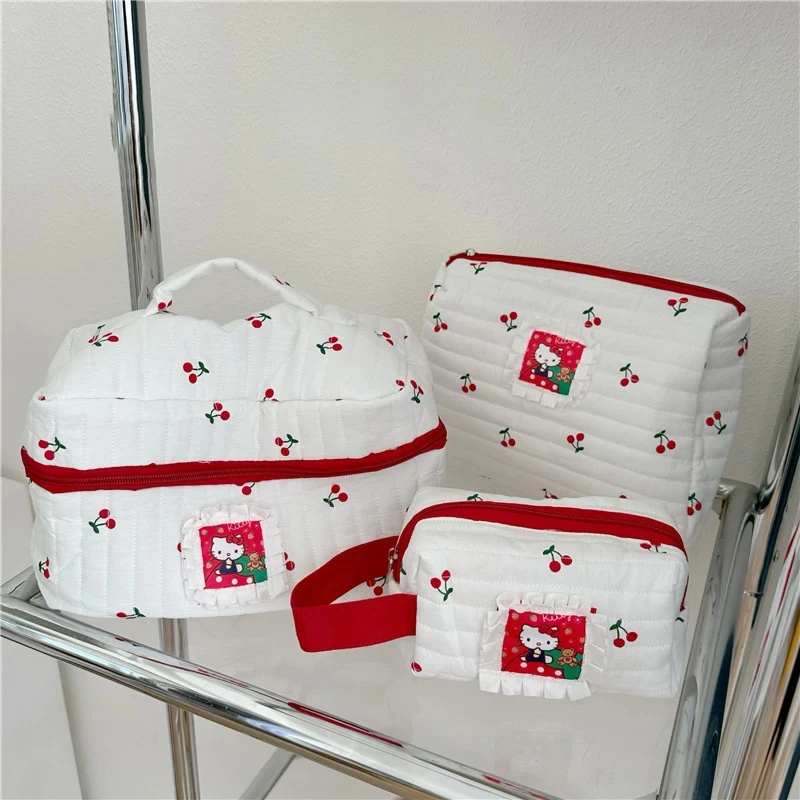 

Kawaii Sanrio Hello Kitty Cosmetic Bag Cute Kt Pattern Portable Large Capacity Storage Toiletry Bag Kawaii Girl Makeup Bag Gift