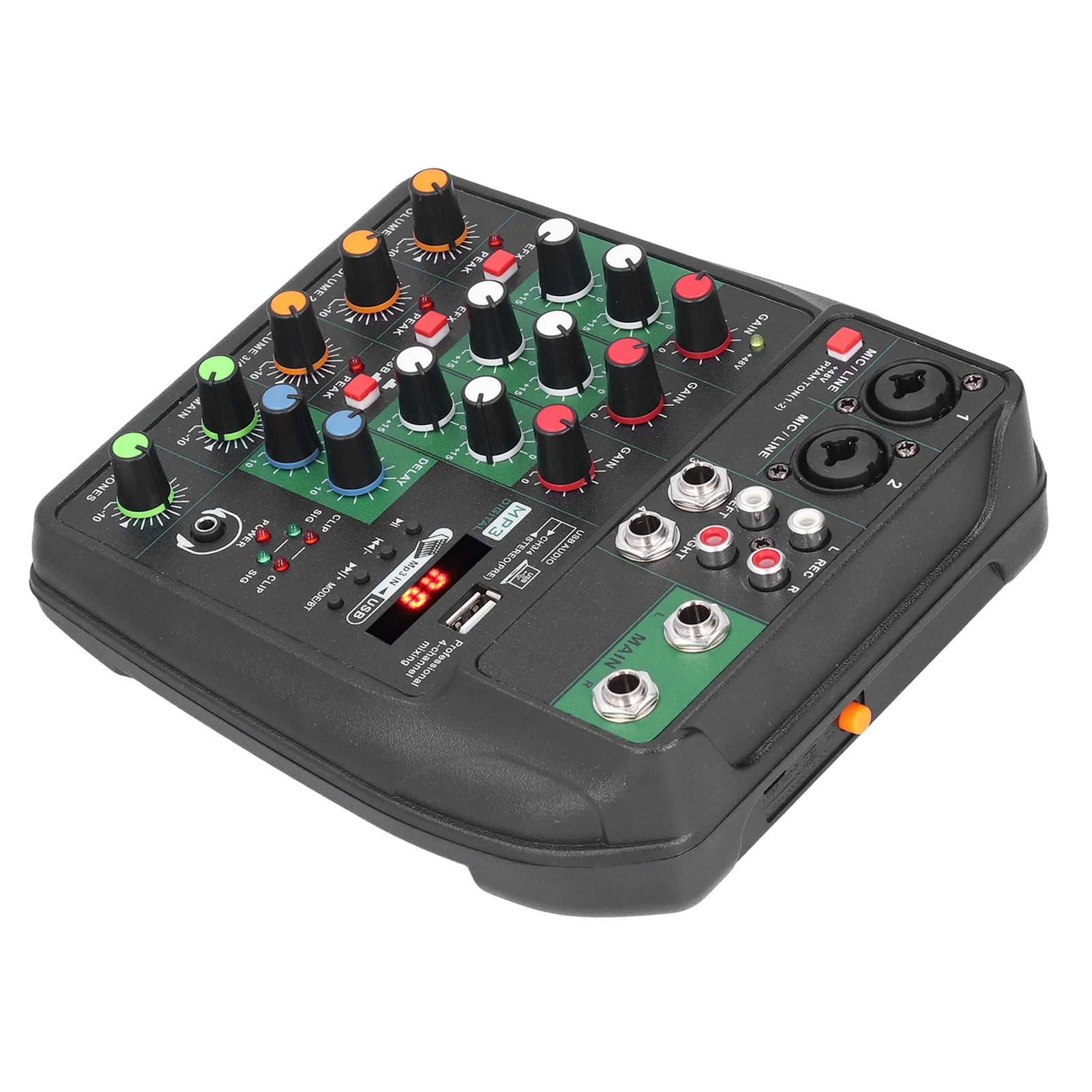 خلاط صغير محمول 4 قناة DJ الموسيقى الإلكترونية جهاز مزج الصوت لوحة الصوت وحدة التحكم لتسجيل الكمبيوتر الغناء البث عبر الإنترنت DJ المعدات #6