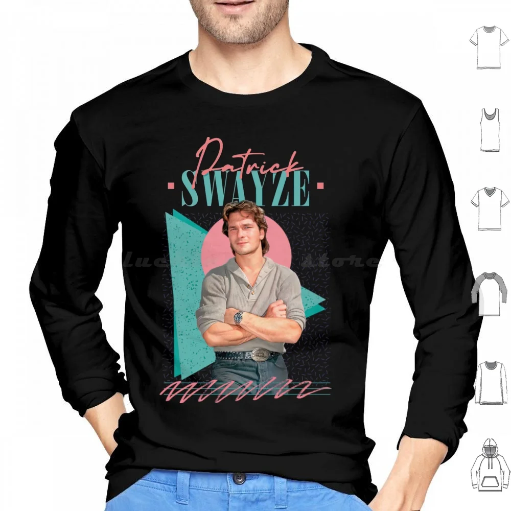 Swayze Retro Style Fan Art Hoodie cotton Long Sleeve Swayze 80s Aesthetic 80s Kid 80s Movies 90s Kid Acid Washed Jeans Actor