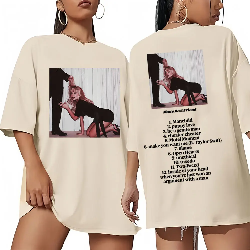 

Singer Sabrina Carpenter Man's Best Friend Print T Shirts Men's Women's Fashion Casual Oversized T-shirt Male Vintage Streetwear