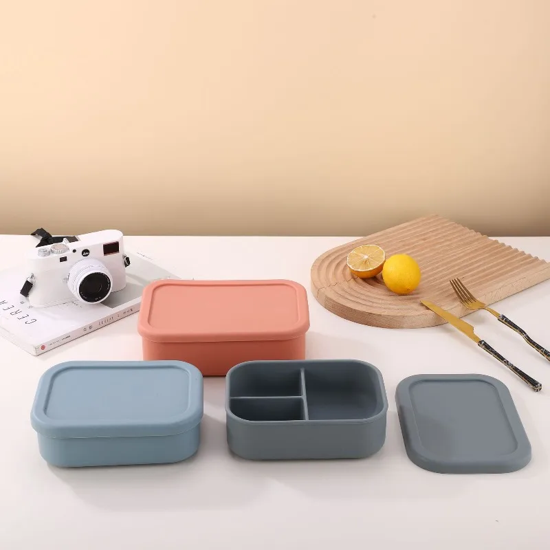 Food grade silicone lunch box, kitchen portable lunch box square silicone bowl 3