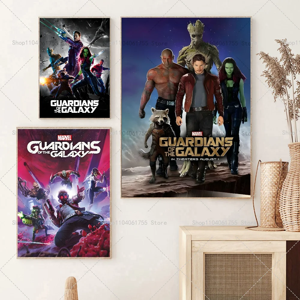 1PC Guardians Of The Galaxy Movie Poster Self-adhesive Art Waterproof Paper Sticker Coffee House Bar Room Wall Decor