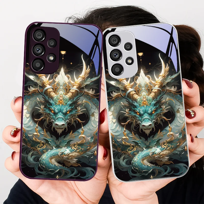 Чехол из закаленного стекла для Samsung Galaxy S24 Plus S20 21 FE S23 Ultra S8 9 A70 72 73 50 51 52 53