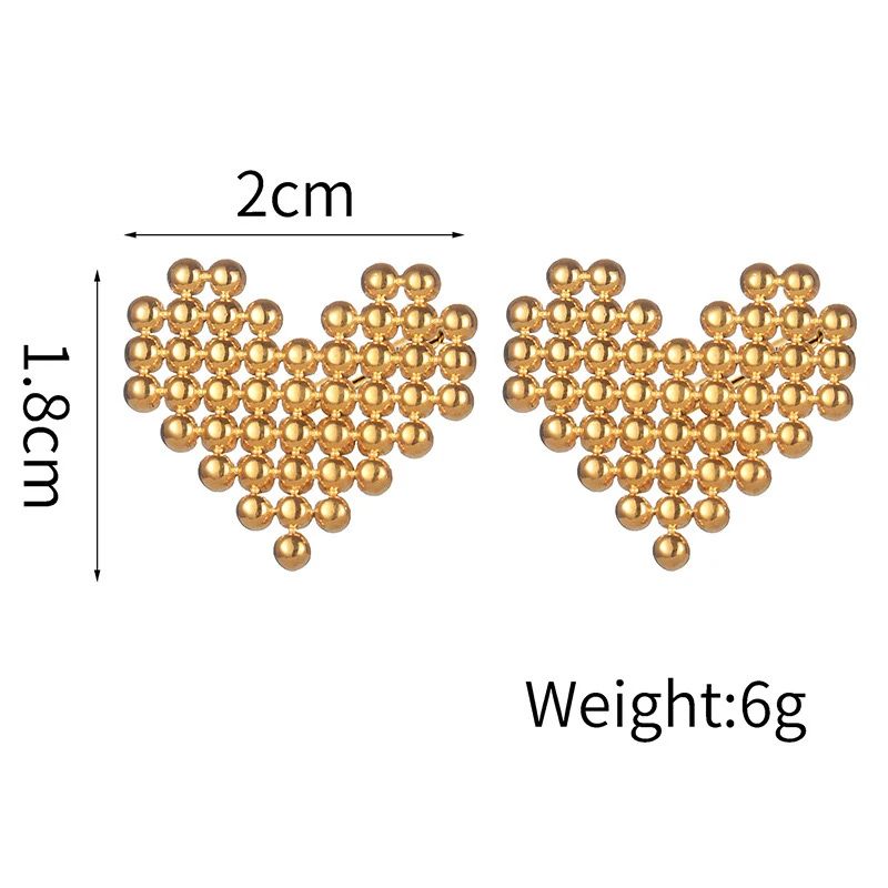 Женские серьги-гвоздики в форме сердца PRISCA, золотые ювелирные изделия из нержавеющей стали 2024, милые подарки для девочек, 1 пара, классический стиль, оптовая продажа