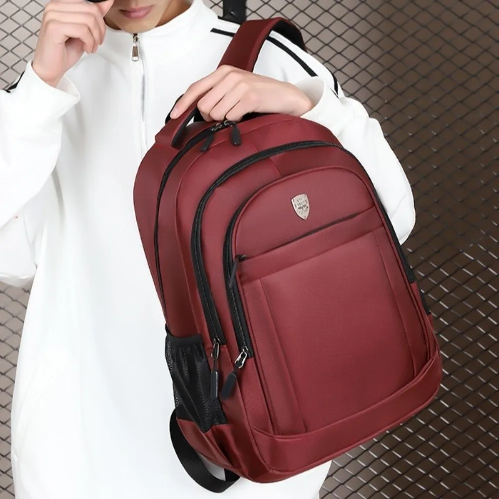 

Waterproof Large Backpacks Large Capacity Wear-resistant Travel Knapsack Solid Color Multi-pocket Student School Bag