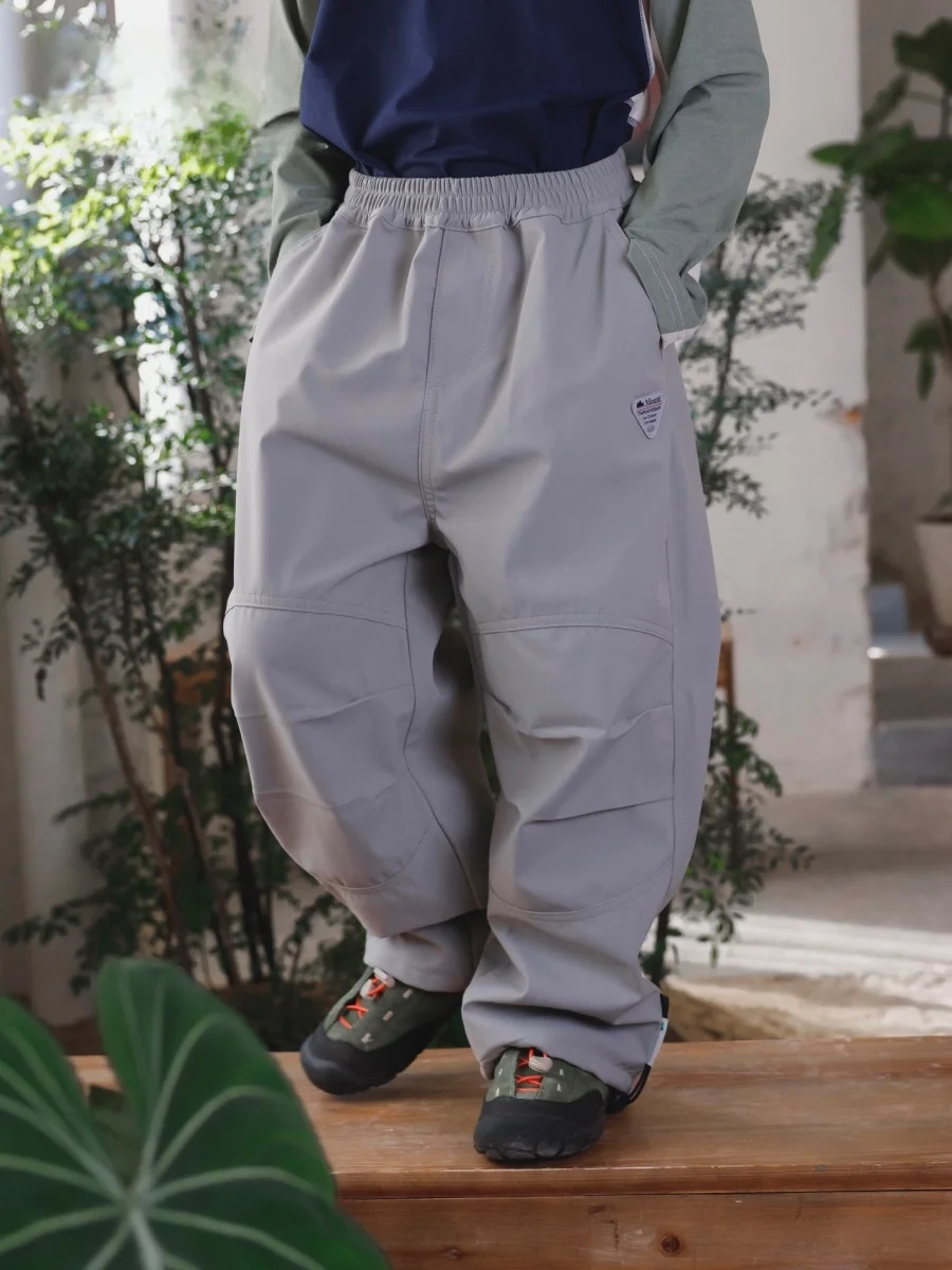 Facec Mountain Series Boys Outdoor Windproof Quick Dry Pants Thin Fleece Loose Paratrooper Workwear Long Trousers for Autumn