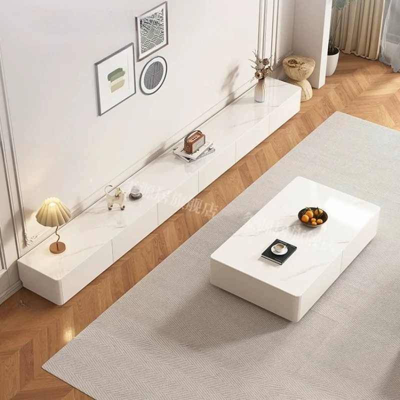 Solid Wood TV Stand Sintered Stone Panel Console Modern Minimalist Storage Cabinet for Living Room & Home furniture