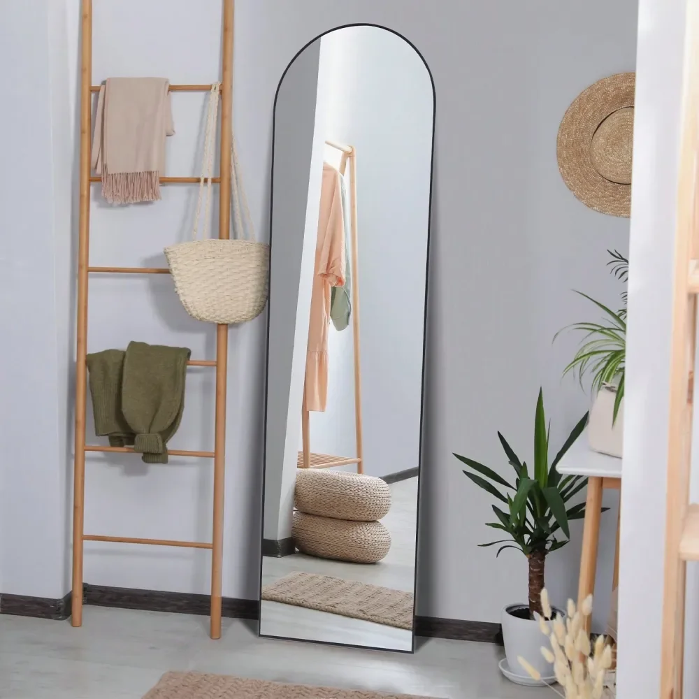 

Arched Full Length Mirror 59 X16 Full Body Floor Mirror Standing Hanging Or Leaning Wall, Arch Wall Mirror With Stand Aluminum