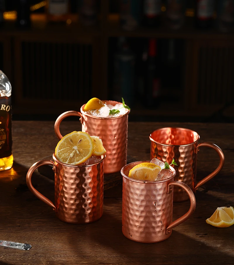 4PCS 400ml 100% Pure Copper Moscow Mule Mug  for a Moscow Mule or Any Vodka Based Drink Pack of 4