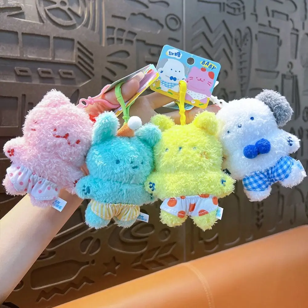 Hoge kwaliteit mini lelijke pop sleutelhanger PP ornamenten schooltas hanger roze/wit/geel/groen sleutelhanger creatief