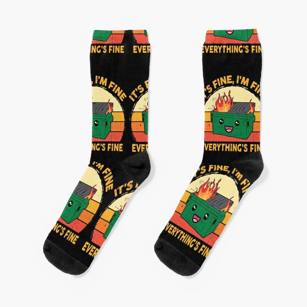 It's Fine I'm Fine Everything's Fine Lil Dumpster Fire Socks FASHION Climbing soccer anti-slip cute Socks Woman Men's