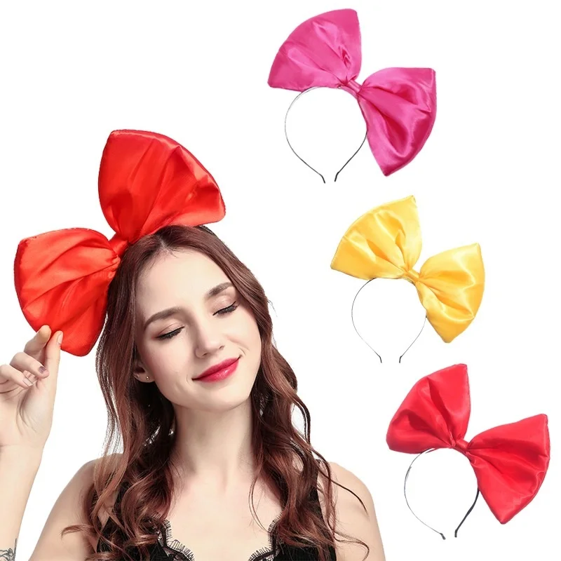 Pink Big Bow Headband Women Girls Cute Bowknot Hair Hoop Headdress Cosplay Costume Party Hair Accessory Amusement Park Headwear