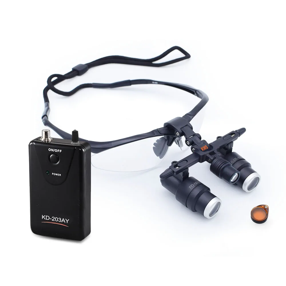 KWS FD-501k-1 Лупа-лупа с зажимом KD-203AY-6, фара с увеличением литиевой батареи, хирургическая медицинская налобная лампа