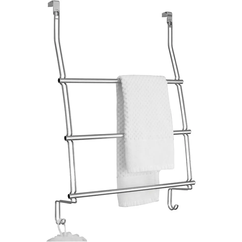 

Steel Over-The-Door Towel Rack with Storage Hooks - 16.75 x 4.25 x 24, Chrome